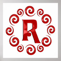 Monograma - Letra R Vermelho