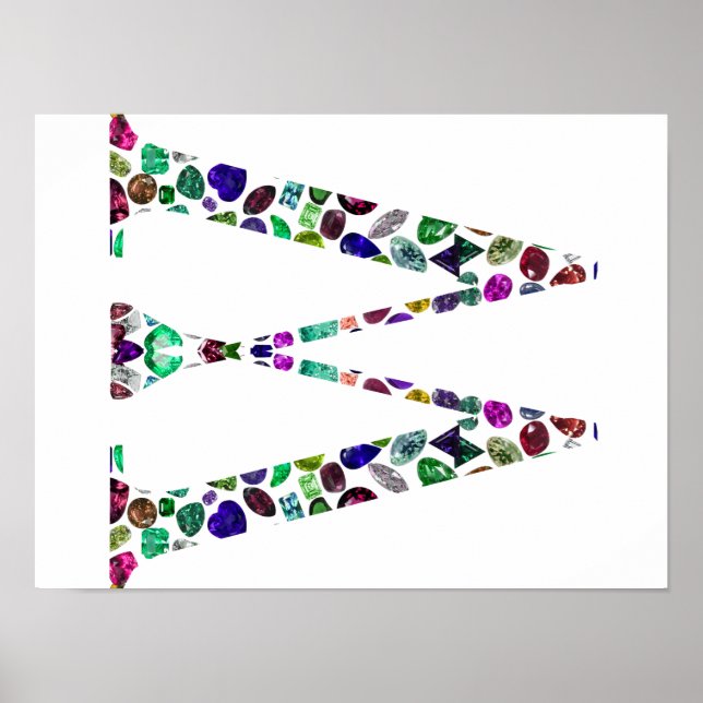 Poster Monograma - Letra W - Gemstone Design inicial (Frente)