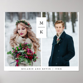 Poster Monograma Moderno | Grelha de duas fotos