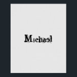 Poster Monograma moderno minimalista, nome cinza negra<br><div class="desc">Monograma moderno minimalista, nome cinza preta. Nome personalizável em preto numa cor de cinza.</div>