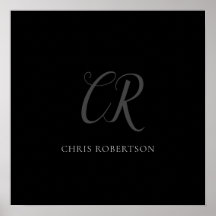 Monograma Nome Cinza Negra Presente Personalizado