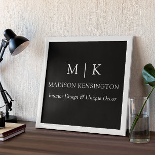 Poster Monograma ou Adicionar logotipo preto comercial