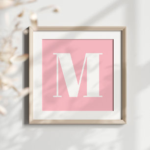 Poster Monograma Ousado Rosa e Branco Elegante