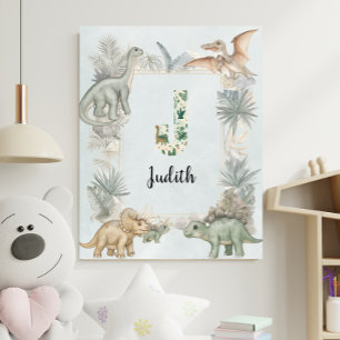 Poster Monograma Personalizado com Nome de Dinossauro Ber