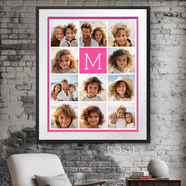Poster Monograma Personalizado de Colagem de Fotos do Ins (Photo Collage Wall Art - personalize your own design)