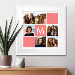 Poster Monograma Personalizado de Colagem de Fotos em Bra<br><div class="desc">Você pode usar fotos do Instagram para este design. Use 6 fotos quadradas para criar um presente exclusivo e pessoal. Ou você pode ficar com o filhote hipster e fazer uma moda. Se precisar ajustar as fotos,  clique na ferramenta personalizar para fazer alterações.</div>