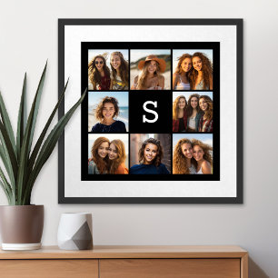 Pôster Monograma Personalizado de Colagem de Fotos em Pre