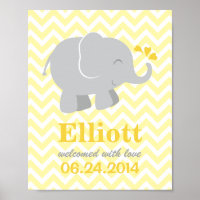 Monograma Personalizado de Elefante Amarelo Modern