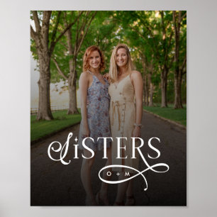 Poster Monograma Personalizado de Foto de Irmãs