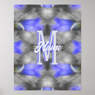 Poster Monograma Personalizado Inicial Nome Arte Floral