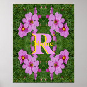 Poster Monograma Personalizado Inicial Nome Arte Margarid