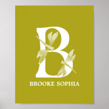 Monograma Personalizado - Letra B Dragonfly Nurser