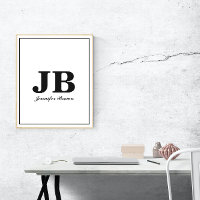 Monograma Personalizado Moderno Nome Inicial Preto