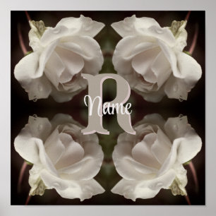 Poster Monograma Personalizado Rosas Vintage Personalizad