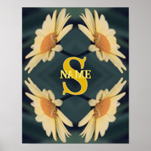 Poster Monograma Personalizado Seu Nome Inicial Arte Marg