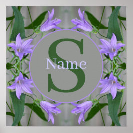 Poster Monograma Personalizado Seu Nome Inicial Flores de