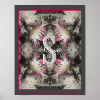Poster Monograma Personalizado Seu Nome Inicial Lírios