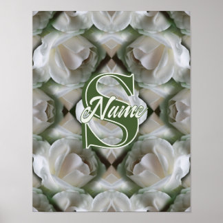 Poster Monograma Personalizado Seu Nome Inicial Rosa Bran