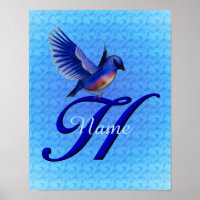 Monograma Pessoal Bluebird Inicial H Personalizado