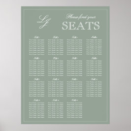 Poster Monograma Script Sage Green Modern Wedn Seat