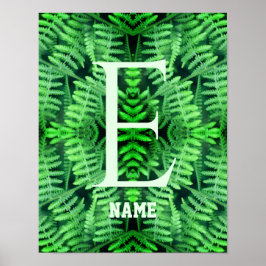 Poster Monograma Seus Fetos Verdes Iniciais Personalizado