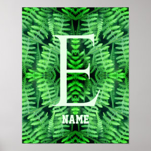 Poster Monograma Seus Fetos Verdes Iniciais Personalizado