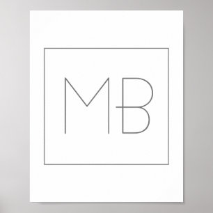 Poster Monograma Único Elegante Branco