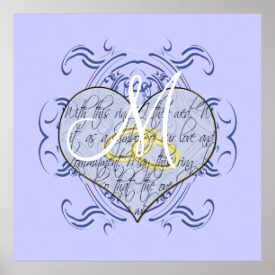 Pôster Monograma Wedding Vow Heart