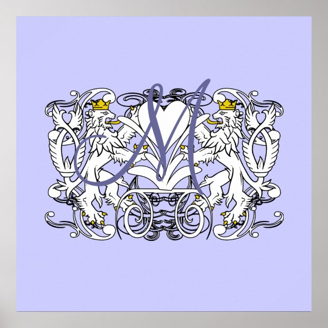 Pôster Monograma Wedding Vow Heart (Frente)