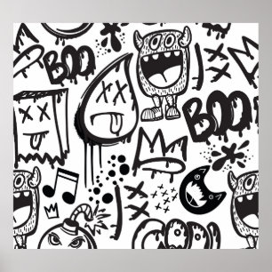 Poster Monster Boys: Padrão Desenhado À Mão