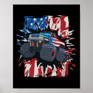 Poster Monster Caminhão 4 De Julho Shirt Boys American Fl