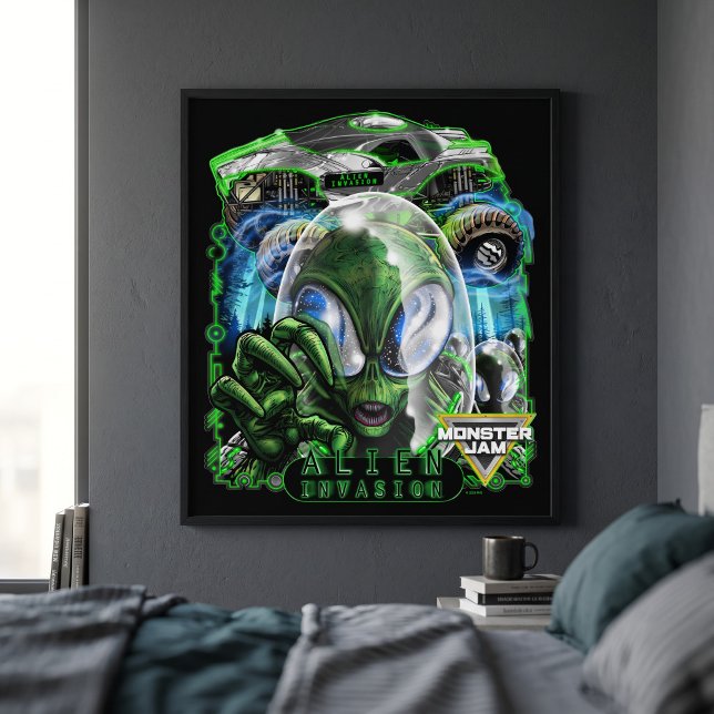 Poster Monster Jam Invasão Alien (Simulated poster in frame)