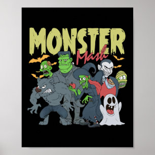 Poster Monster Mash Dia de as Bruxas engraçado Spooky Sea