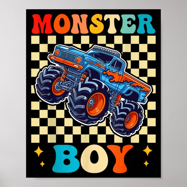 Poster Monster Truck Boy Family Matching Monster Trucks B (Frente)