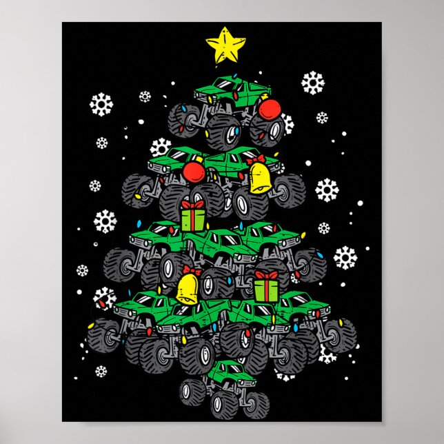 Poster Monster Truck Christmas Tree Xmas Boys Toddler Kid (Frente)
