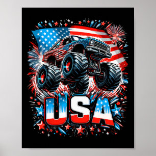 Poster Monster Truck EUA Bandeira Americana 4 De Julho