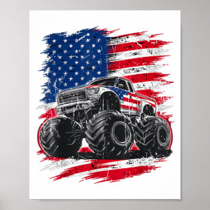 Poster Monster Truck EUA Flag American