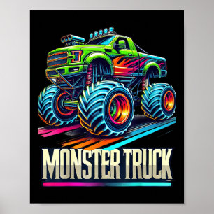Poster Monster Truck Festa de aniversário Retro Vintage M
