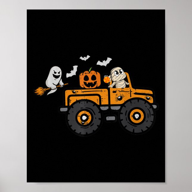 Poster Monster Truck Ghost Pumpkin Halloween (Frente)