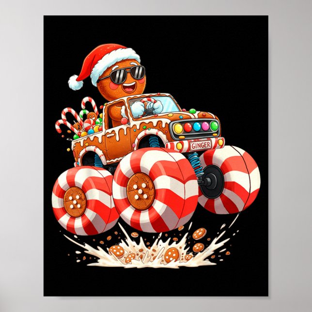 Poster Monster Truck Gingerbread Man Christmas  (Frente)