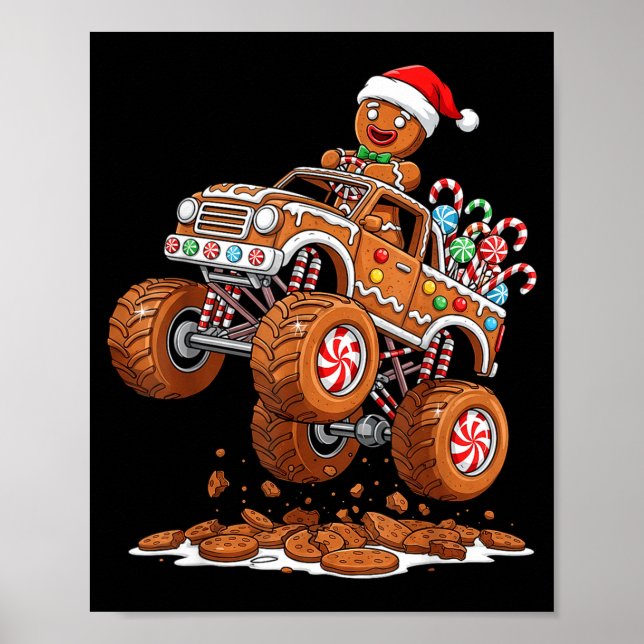 Poster Monster Truck Gingerbread Man Funny Christmas Baki (Frente)