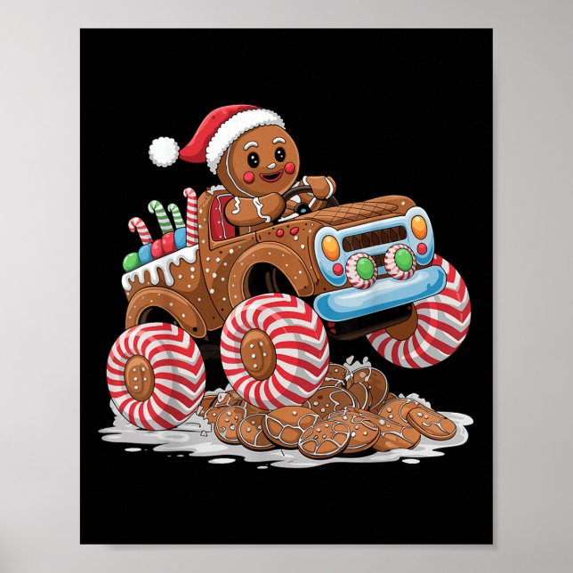 Poster Monster Truck Gingerbread Man Funny Christmas Baki (Frente)