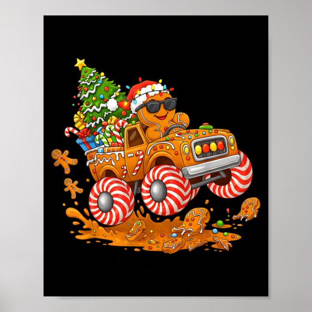 Poster Monster Truck Gingerbread Man Funny Christmas Baki (Frente)