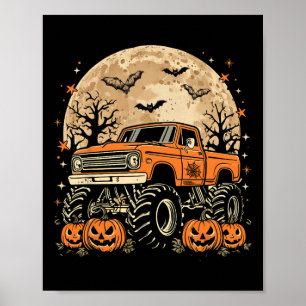Poster Monster Truck Halloween Jack O Lantern Moon Pumpki