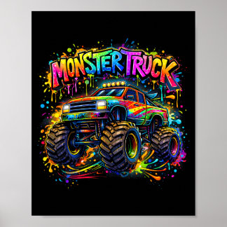 Poster Monster truck retro colorful graffiti toddlers