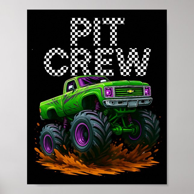 Poster Monster Truck T Crew Family Matching Birthday Part (Frente)