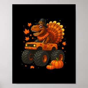 Poster Monster Truck Trex Dinossauro Peru Fall Dia de Açã