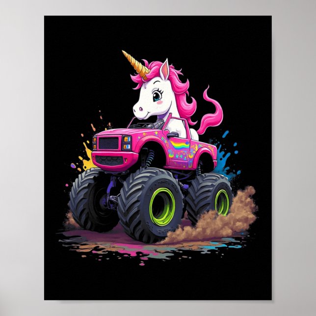 Poster Monster Truck Unicorn Festa de aniversário Monster (Frente)