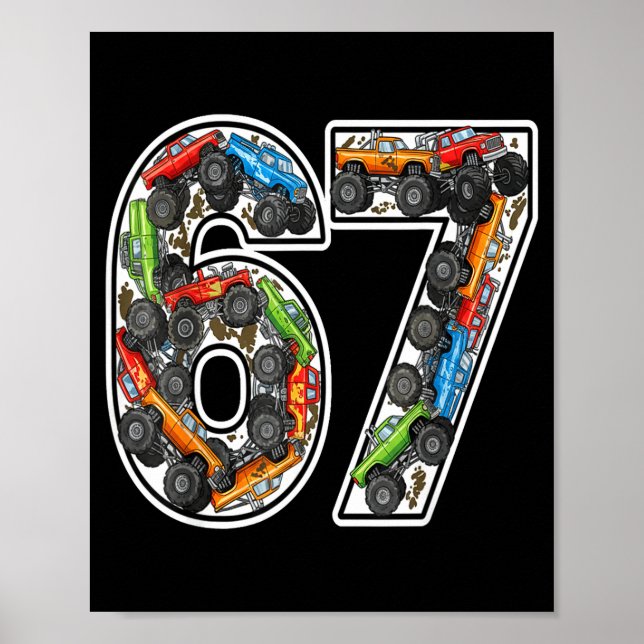 Poster Monster Trucks 67 Meme Funny Design For Boys Kids  (Frente)