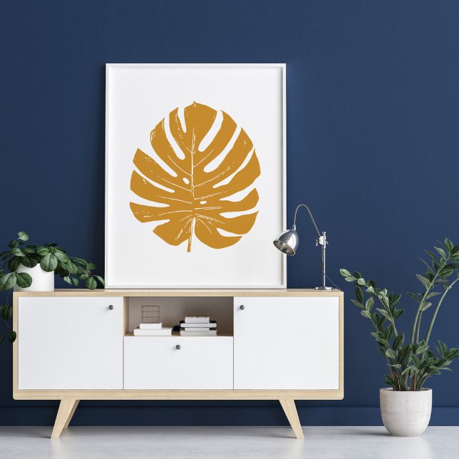 Poster Monstera Leaf Nature Desenho em Amarelo de Mostard (Criador carregado)